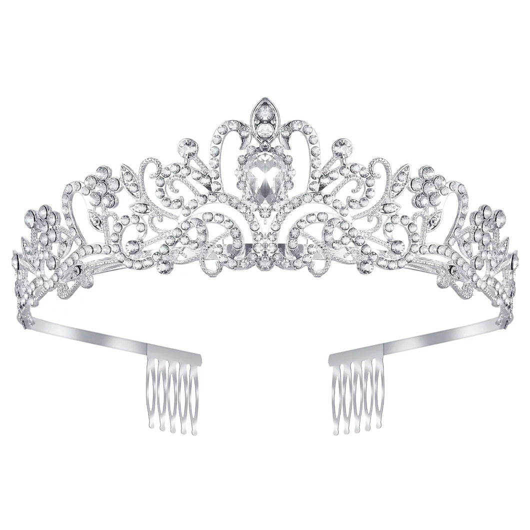 Crystal Tiara Crowns for Women Girls, Headband Princess Rhinestone Crown with Combs, Elegant Princess Crown Tiara